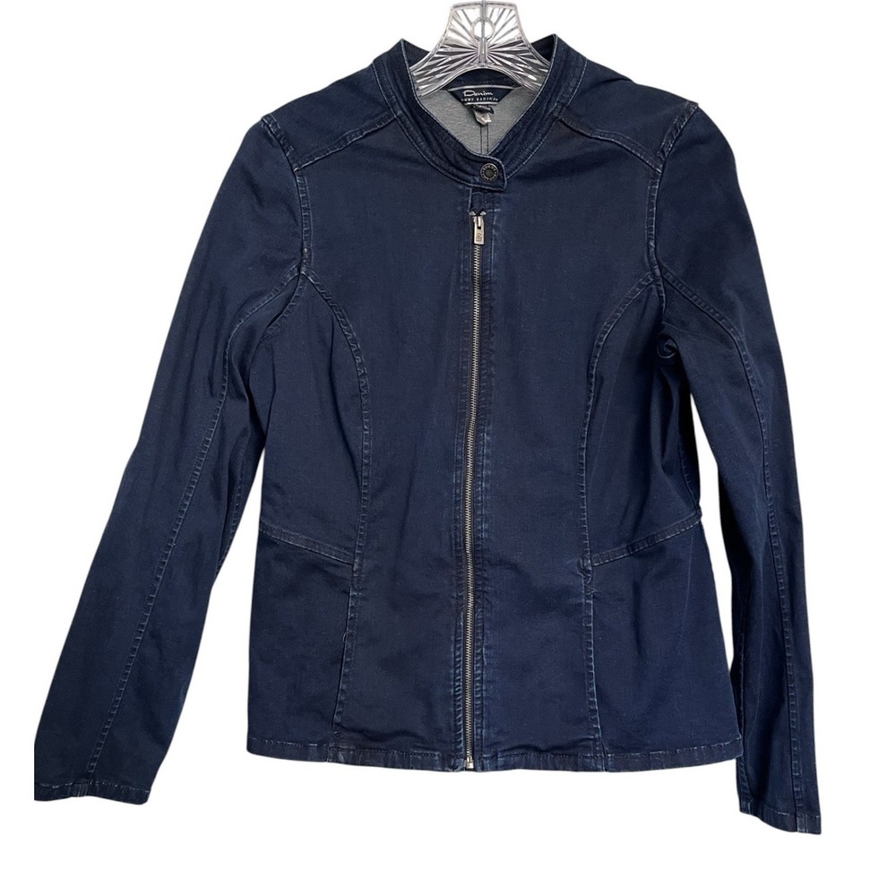 Tommy Bahama Sz S Denim Jacket Blue Jean Full Zip Sample Women's Fitted Pockets
